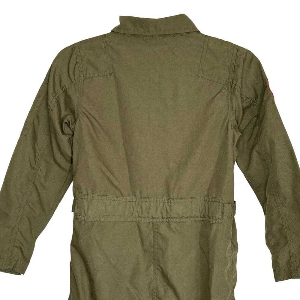Navy Captain Fighter Pilot Jumpsuit Halloween Costume Kids Large Top Gun Green